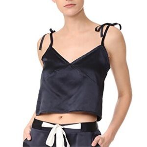 Jenni Kayne Seam Silk Camisole Tie Straps Navy